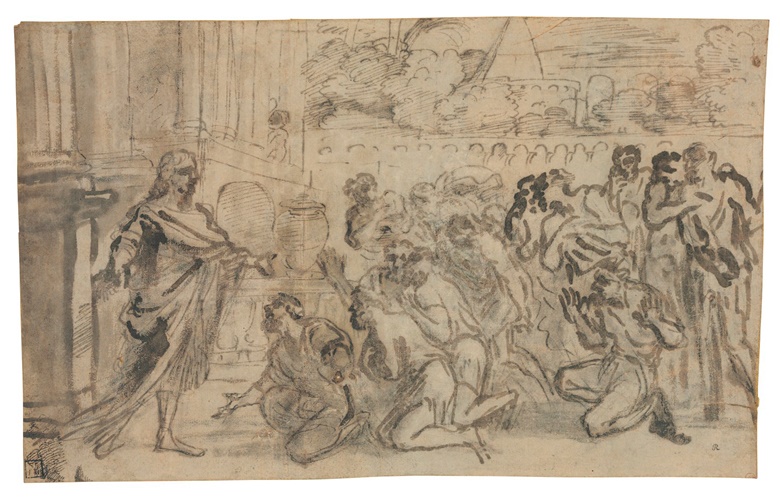 Pier Francesco Mola (Coldrerio 1612-1666 Rome), Joseph greeting his brothers. 9 x 14½  in (22.9 x 31 cm). Estimate $15,000-25,000. This lot is offered in Old Master & British Drawings on 30 January 2018  at Christie’s in New York