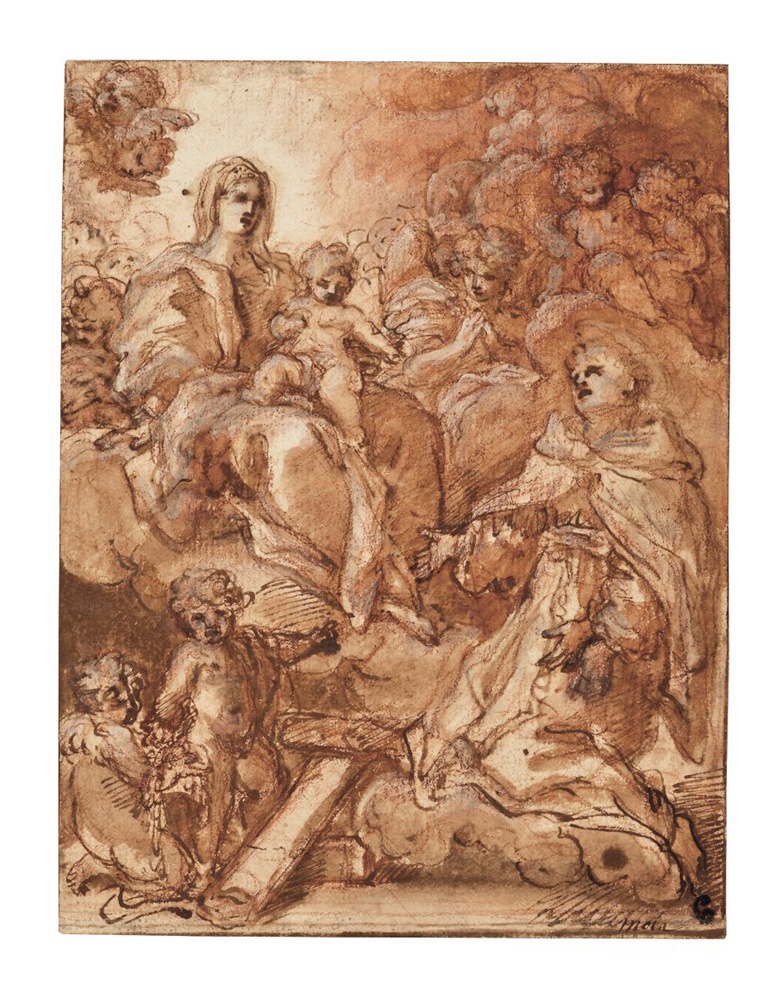 Giuseppe Passeri (Rome 1654-1714), The Virgin and Child appearing to Saint Peter of Alcantára. 19⅝ x 7¼  in (49.8 x 18.4 cm). Estimate $10,000-15,000. This lot is offered in Old Master & British Drawings on 30 January 2018  at Christie’s in New York