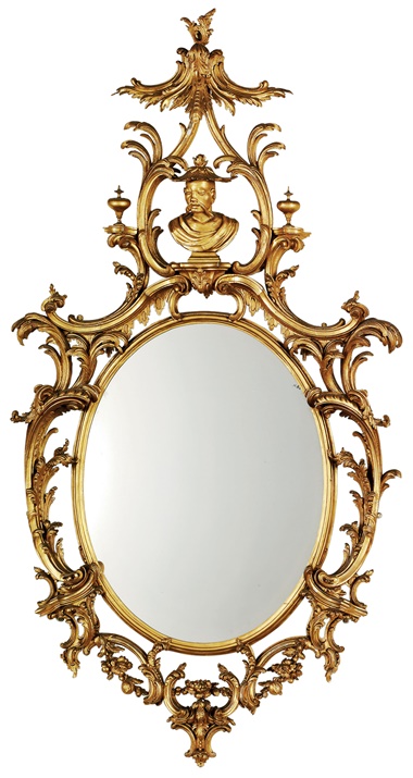 By Thomas Chippendale, 1759. A pair of late George II giltwood pier glasses. Sold for £2,000,000. Christie’s private treaty sale in June 2007, prior to a proposed sale on 4 July 2007