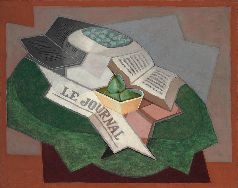 Juan Gris (1887-1927), Le tapis vert, 1925. 28¾ x 36¼  in (73.1 x 92.1  cm). Estimate $2,000,000-3,000,000. This lot is offered in The Collection of David and Peggy Rockefeller 19th & 20th Century Art, Evening Sale on 8 May at Christie’s in New York