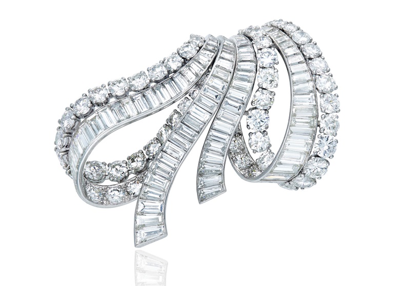 Diamond double-clip brooch, Van Cleef & Arpels, 1940s. Estimate CHF 12,000-20,000. This lot is offered in Magnificent Jewels on 16 May at Christie’s in Geneva