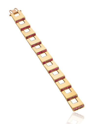 Retro ruby bracelet, Cartier, circa 1940. Estimate CHF 10,000-15,000. This lot is offered in Magnificent Jewels on 16 May at Christie’s in Geneva