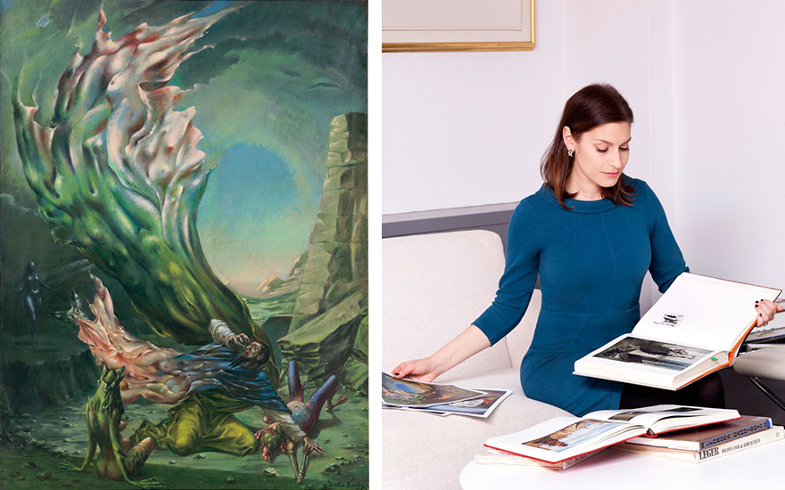 Left Dorothea Tanning’s The Temptation of St. Anthony, 1945-1946. 47⅞ x 35⅞  in (121.4 x 91.2  cm). Sold for $1,152,500 on 16 May 2018 at Christie’s in New York. Right Impressionist and