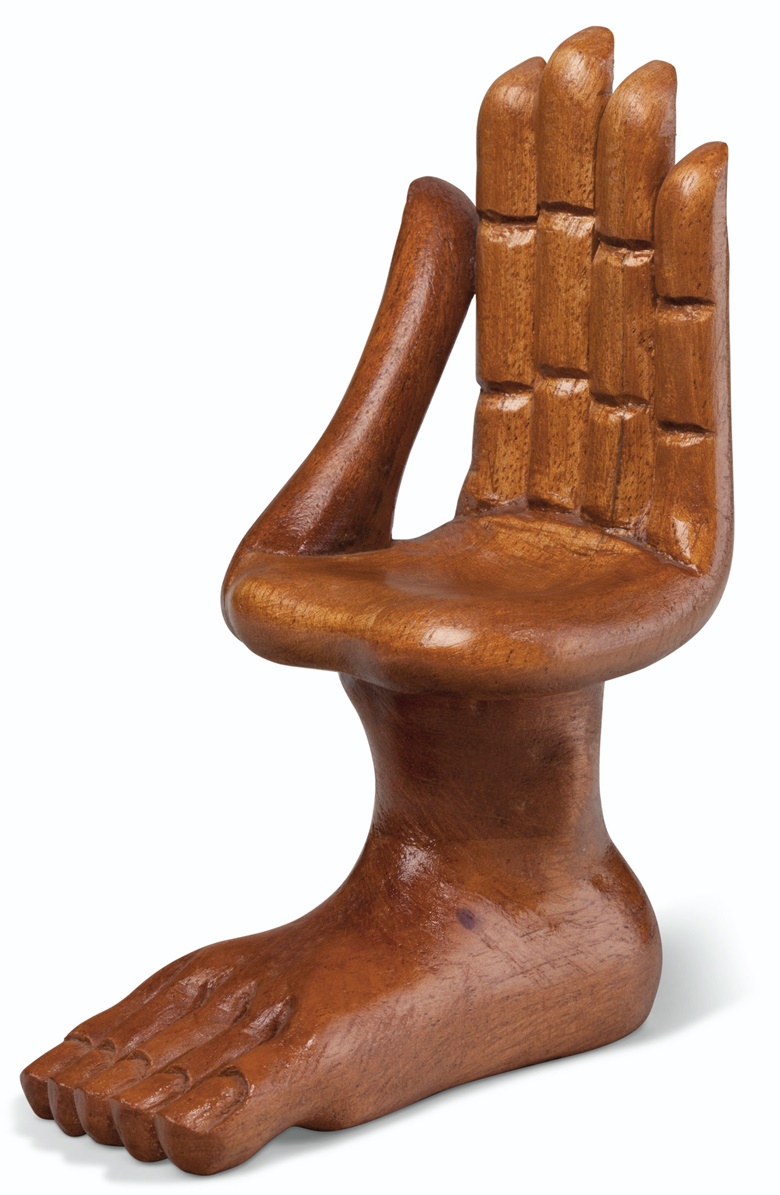 Pedro Friedeberg (b. 1936), Hand and Foot Chair, 2000. Mahogany. 36 x 19 x 30 in (91.4 x 48.3 x 76.2 cm).