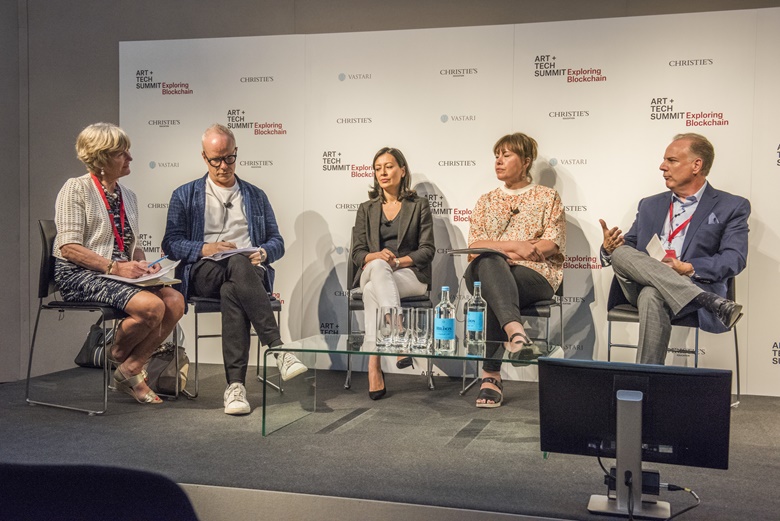 Georgina Adam, Hans Ulrich Obrist, Sylvie Gleises, Kati Price and Richard Entrup on one of the conference panels