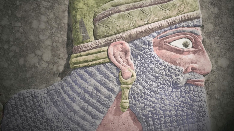 Traces of the original pigment allow us to see how the relief would have appeared during the reign of Ashurnasirpal