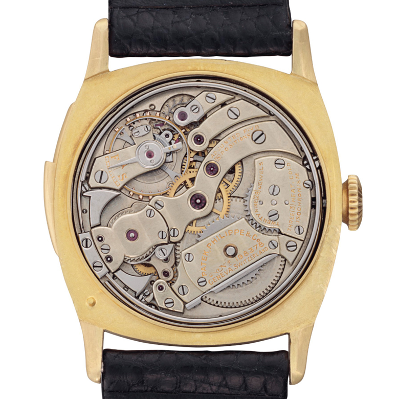 Patek Philippe. An extremely rare and early 18k gold cushion-shaped minute repeating wristwatch with breguet numerals, signed Patek Philippe & Co., Genève, Switzerland.Manufactured in 1930. Sold for $708,500 on 13 June 2018 at Christie’s in New York