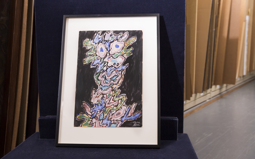 Jean Dubuffet (1901-1985) Personnage des Légendes (Legendary Character), 1962. Gouache on paper. 19⅝ x 13¼ in (50 x 33.5 cm). Sold for £320,750 on 5 October 2018 at Christie’s in London