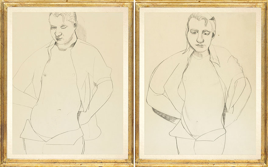 Two Lucian Freud (1922-2011) drawings of Francis Bacon, 1951. Conté crayon on paper. 21½ x 16¾ in (54.7 x 43 cm). Estimate £500,000-700,000 each. Offered in the Post