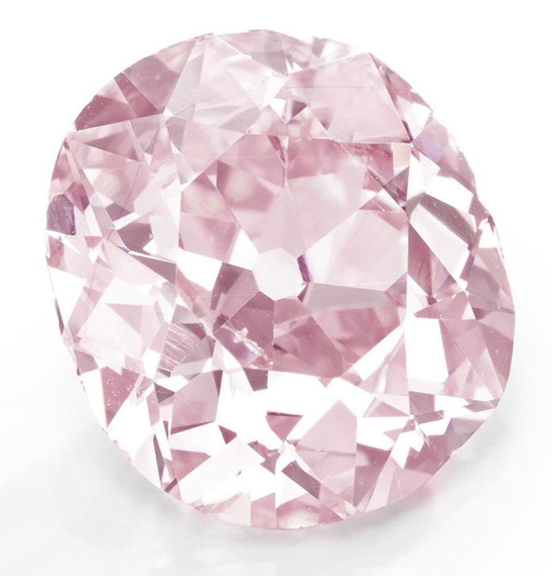 The Clark Pink. A Fancy Vivid, cushion-cut purplish-pink diamond, 9.00 carats. Sold for $15,762,500 on 17 April 2012 at Christie’s in New York  