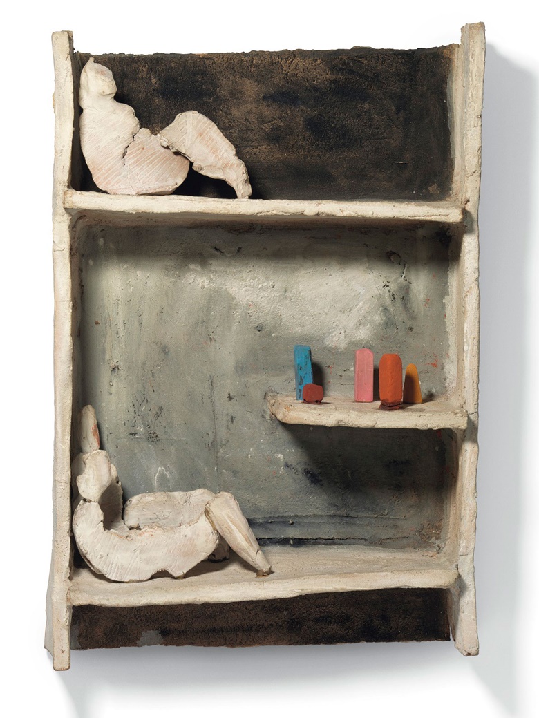 Fausto Melotti (1901-1986), I gessetti, 1959. Painted terracotta and painted clay. 18¼ x 12¾ x 5⅛ in (46.3 x 32.4 x 13 cm). Estimate £250,000-350,000. Offered in UnBreakable on 2 October at Christie’s London