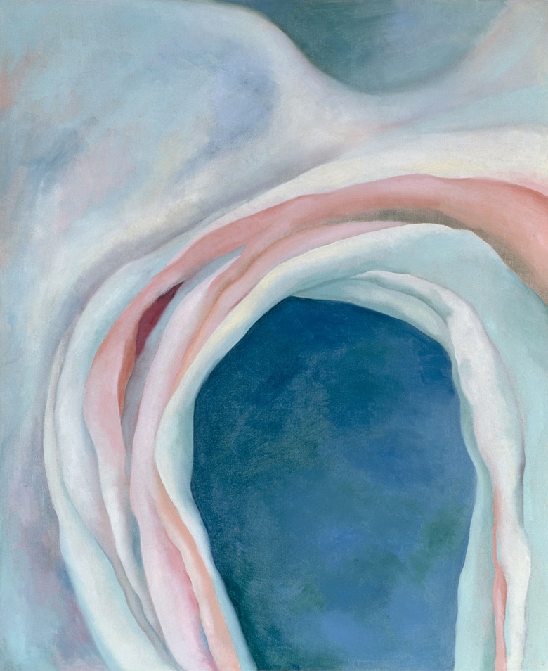 Georgia O’Keeffe (1887-1986), Music — Pink and Blue No. 1, 1918. Oil on canvas. 35 x 29 in (88.9 x 73.7 cm). Seattle Art Museum. Accession 2000.161. Partial and promised gift of Barney A. Ebsworth. Photo Paul Macapia Artwork © 2018 Georgia OKeeffe Museum  Artists Rights Society (ARS), New York