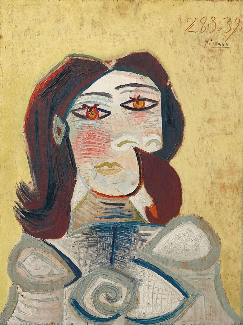 Pablo Picasso (1881-1973), Buste de femme (Dora Maar), 28 March 1939. Oil on canvas. 23⅝ x 17¾ in (59.9 x 45.2 cm). Estimate $5,000,000-8,000,000. Offered in the Impressionist and Modern Art Evening Sale on 11 November at Christie’s in New York © 2018 Estate of Pablo Picasso  Artists Rights Society (ARS), New York