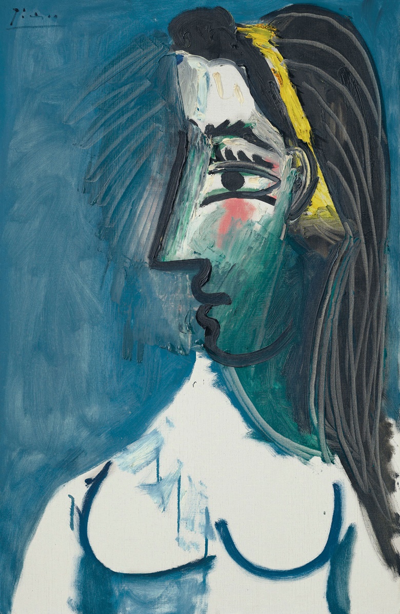Pablo Picasso (1881-1973), Buste de femme nue (Tête de profil), 15 May 1963. Oil on canvas. 36⅛ x 23⅝ in (92.8 x 59.9 cm). Estimate $5,000,000-8,000,000. Offered in the Impressionist and Modern Art Evening Sale on 11 November at Christies in New York © 2018 Estate of Pablo Picasso  Artists Rights Society (ARS), New York
