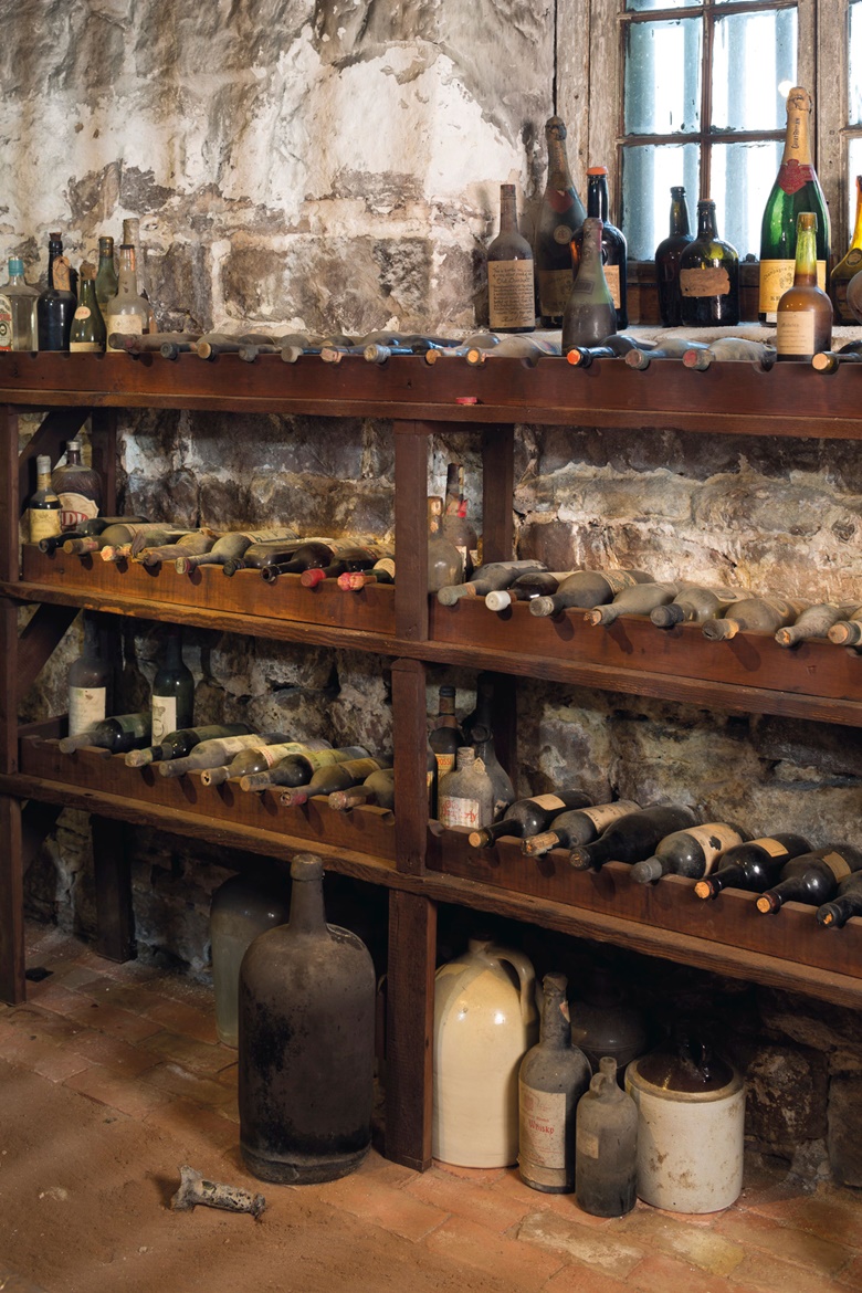 The hidden compartment in the wine cellar, which was revealed in 2015