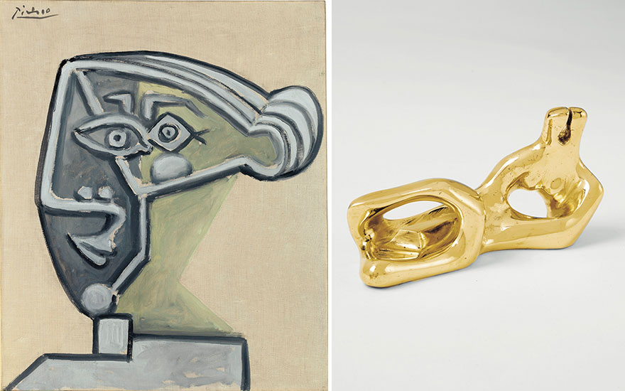 From left from the Arthur and Madeleine Chalette Lejwa Collection in the Israel Museum Pablo Picasso (1881-1973), Tête de femme, 26 May 1952. Offered in the Impressionist and Modern Evening
