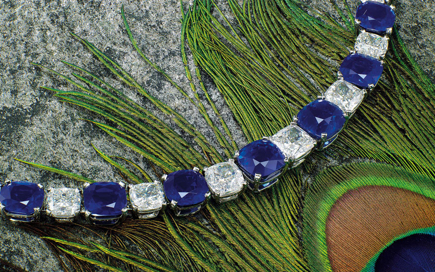 Oval Blue Sapphire Wisp Necklace