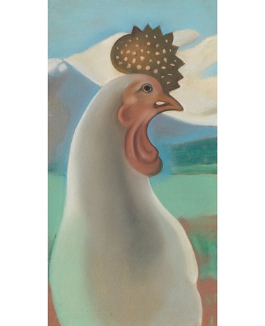 Georgia O’Keeffe (1887-1986), Porcelain Rooster, executed in 1929. 15 x 8⅛  in (38.1 x 20.6  cm). Estimate $250,000-350,000. This lot is offered in American Art on 20 November 2018 at Christie’s in New York © 2018 Georgia OKeeffe Museum  Artists Rights Society (ARS), New York