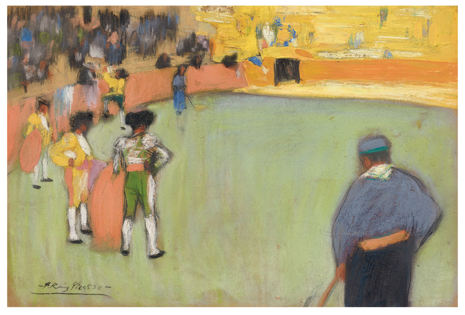 Pablo Picasso (1881-1973), Course de taureaux, 1900. Gouache and pastel on board. 18 ½ x 27 ½ in. (47.1 x 70 cm.). Estimate $3,500,000-5,500,000. This work is offered in the Impressionist & Modern Art Evening Sale on 13 May at Christie’s in New York. The Collection of Drue Heinz