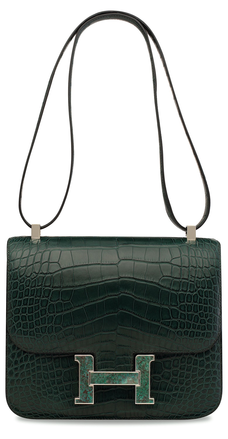 Hermès Handbags What Every Collector Needs To Know Christie S A Limited Edition Matte Vert Ien Alligator Constance 24 With Turquoise Marble Clasp Hermès