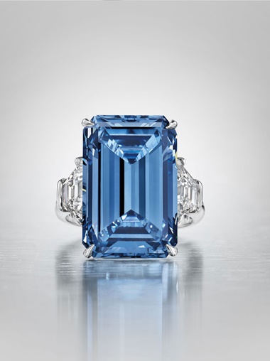 The Oppenheimer Blue a sensational coloured diamond ring. Sold for CHF 56,837,000 on 18 May 2016 at Christie’s in Geneva