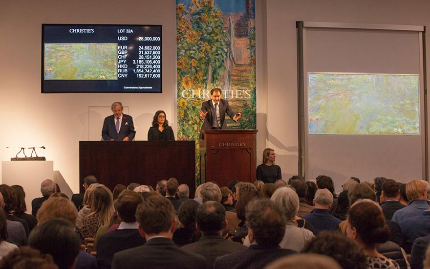 Claude Monet (1840-1926), Le bassin aux nymphéas, painted in 1917-1919, sold for $31,812,300 in New York