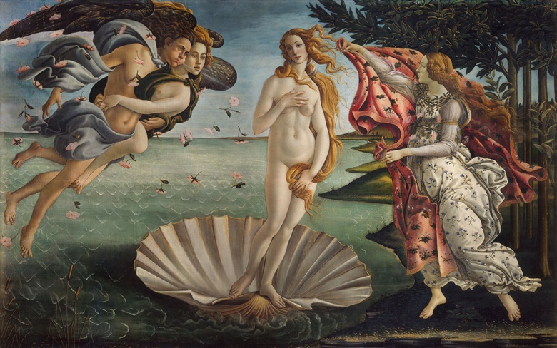 Sandro Botticelli, The Birth of Venus, circa 1485. Photo Galleria degli Uffizi, Florence, Tuscany, Italy  Bridgeman Images
