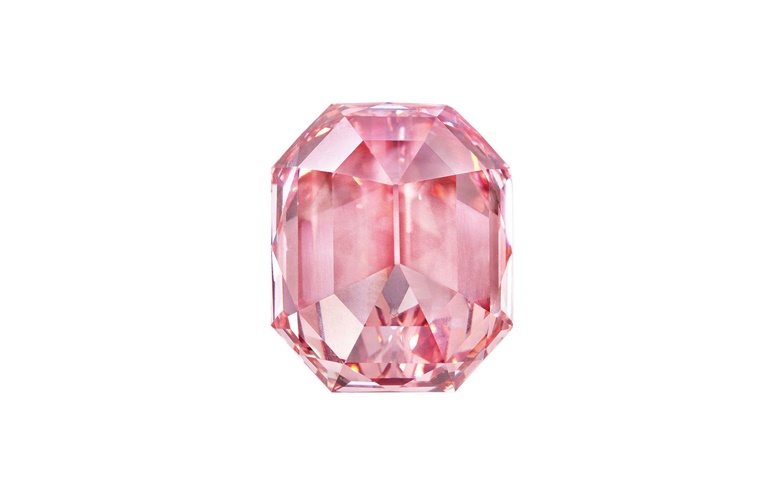 The rectangular-cut Winston Pink Legacy weighs a staggering 18.96 carats 