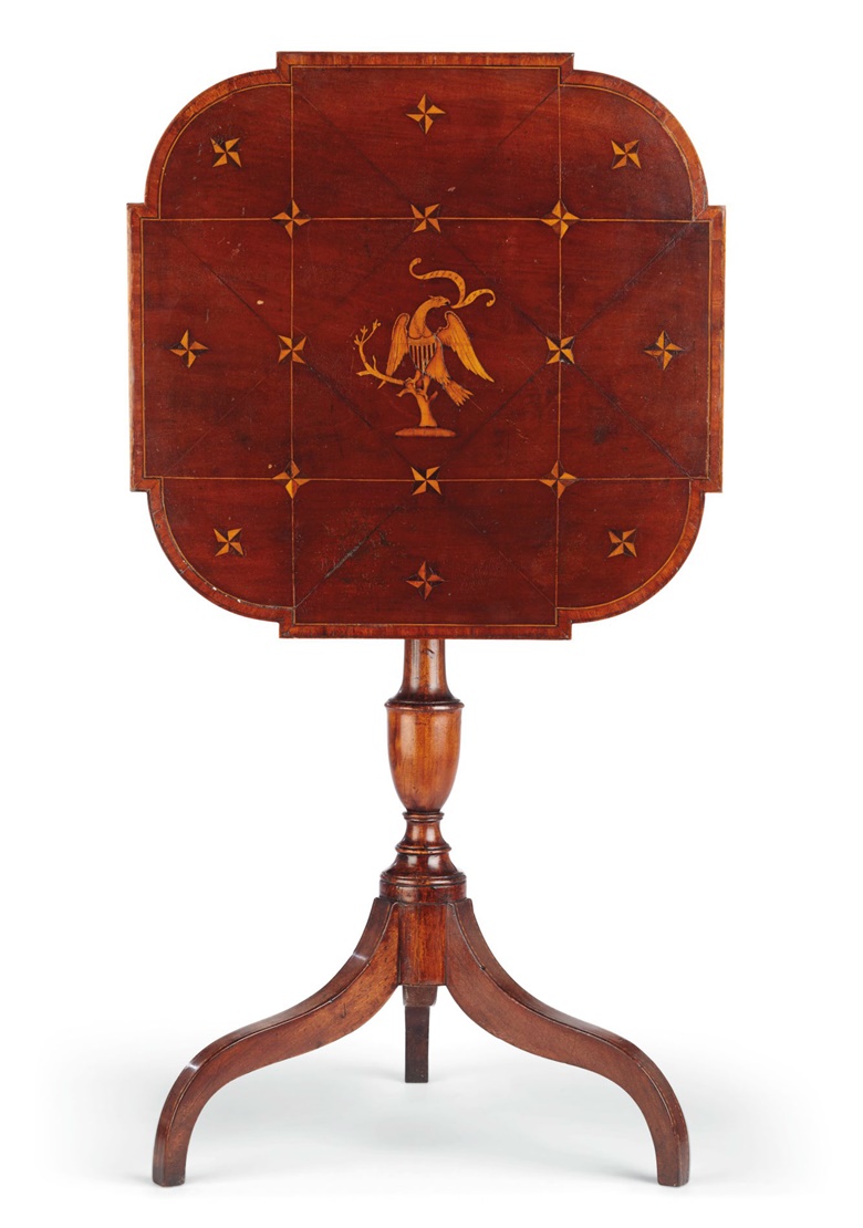 A Federal eagle-inlaid mahogany candle-stand, New York, 1795-1810. Estimate $8,000-12,000. To be offered in Important American Furniture, Folk Art, Silver and Prints on 17-18 January 2019 at Christie’s New York