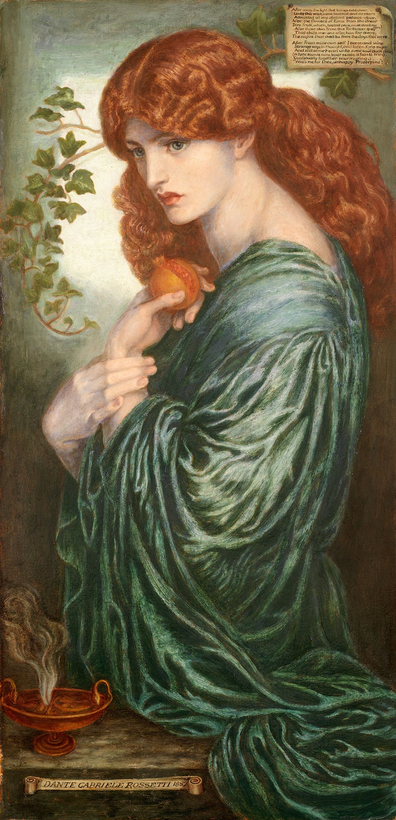 罗塞蒂，《普西芬妮》，1881至1882年作。油彩 画布。伯明翰博物馆信托基金