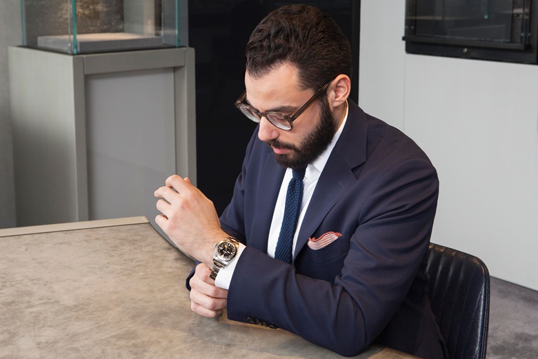 Brandon frazin admires the rolex explorer ii from circa 1980 