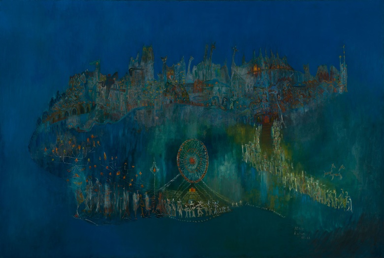Alice Rahon (1904-1987), La Balada para Frida Kahlo, 1956. Oil on canvas. 120 x 178 cm. Museo de Arte Moderno. Artwork courtesy Alice Rahon Estate  Oscar Román. Photo Schalkwijk  Art Resource  Scala, Florence