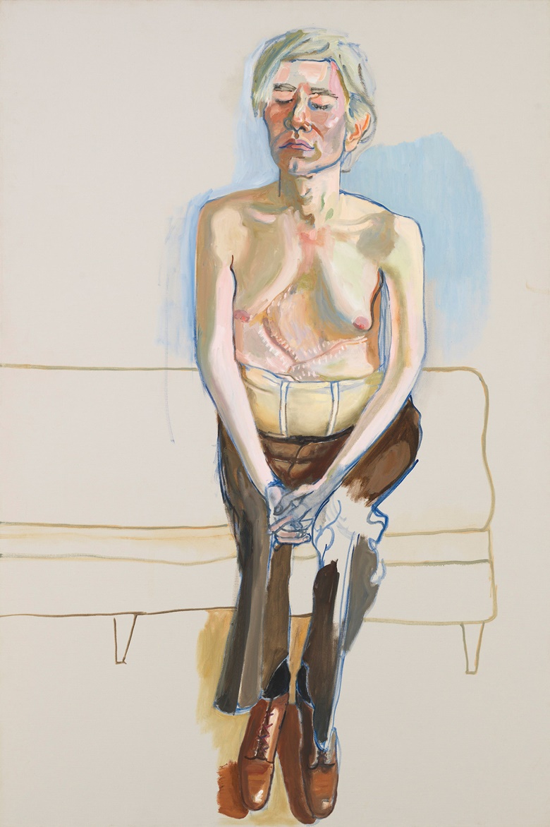 Alice Neel (1900-1984), Andy Warhol, 1970. Oil and acrylic on linen. Overall 60 × 40 in (152.4 × 101.6 cm). Whitney Museum of American Art. Gift of Timothy Collins. inv. 80.52. © The Estate of Alice Neel. Courtesy The Estate of Alice Neel and David Zwirner. Photo Whitney Museum of American Art  Licensed by Scala