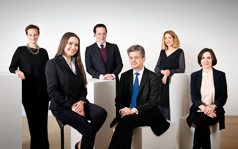 Christie’s Russian art team (left to right) Izabela Grocholski, Aleksandra Babenko, Nicolas Kaenzig, Alexis De Tiesenhausen, Sarah Mansfield and Margo Oganesian