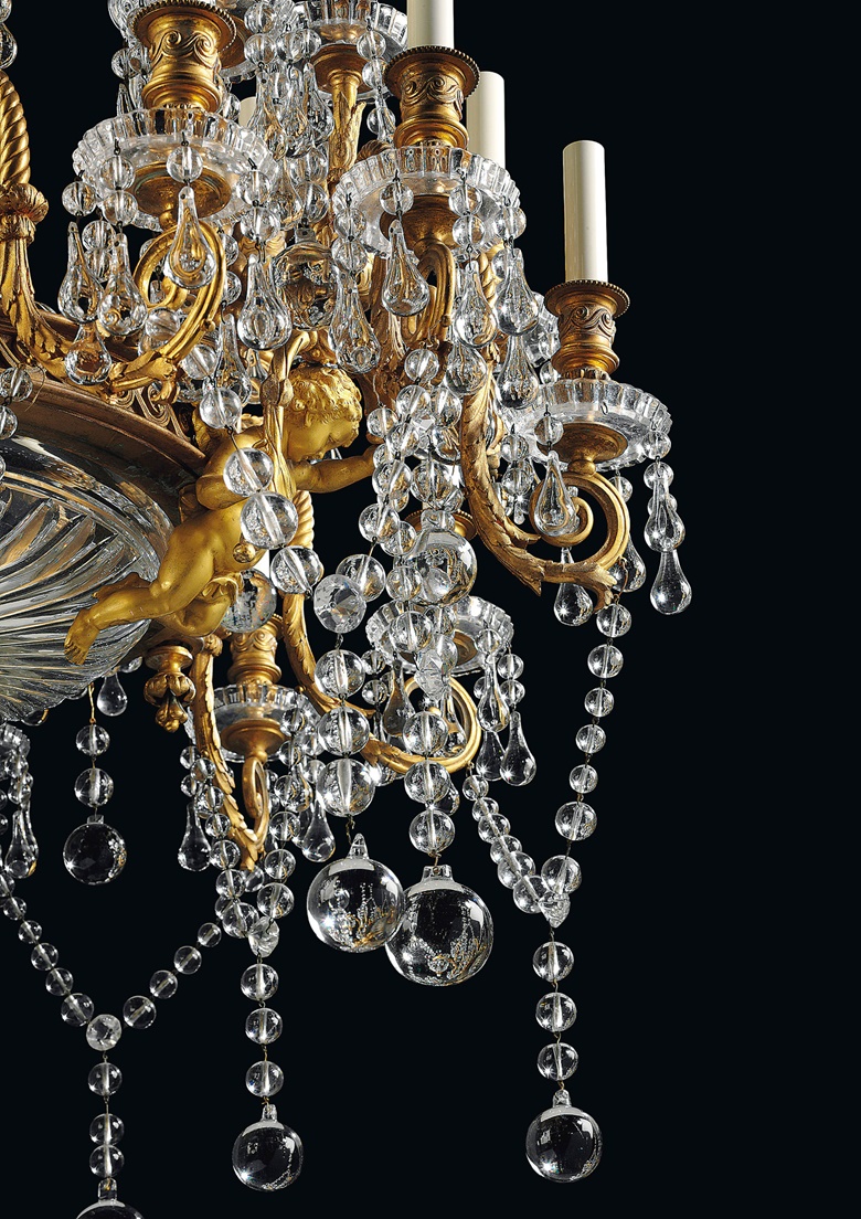 The black hue to Baccarat glass diffuses the light to give it a diamond-like sparkle