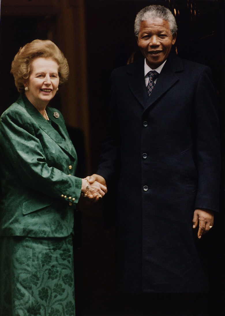 Margaret Thatcher meeting Nelson Mandela in 1990 — four years before he became president of South Africa. Photo Trinity MirrorMirrorpixAlamy Stock Photo