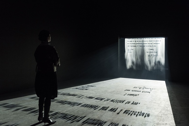 Jitish Kallat, Covering Letter, 2012. FogScreen Projection. Installation dimensions variable. Image courtesy Philadelphia Museum of Art. Collection Artist