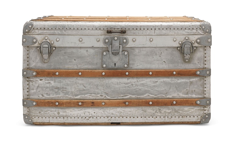 A rare, aluminium explorer trunk, Louis Vuitton, 1892. 75 w x 43 h x 42 d cm. Sold for £162,500 on 12 December 2018 at Christie’s in London