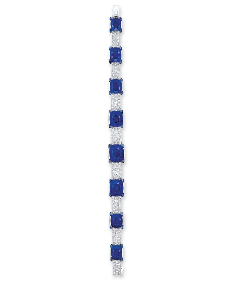 An exceptional Art Deco sapphire and diamond bracelet, by Cartier. Sold for HK$56,120,000 on 30 May 2016 at Christie’s in Hong Kong