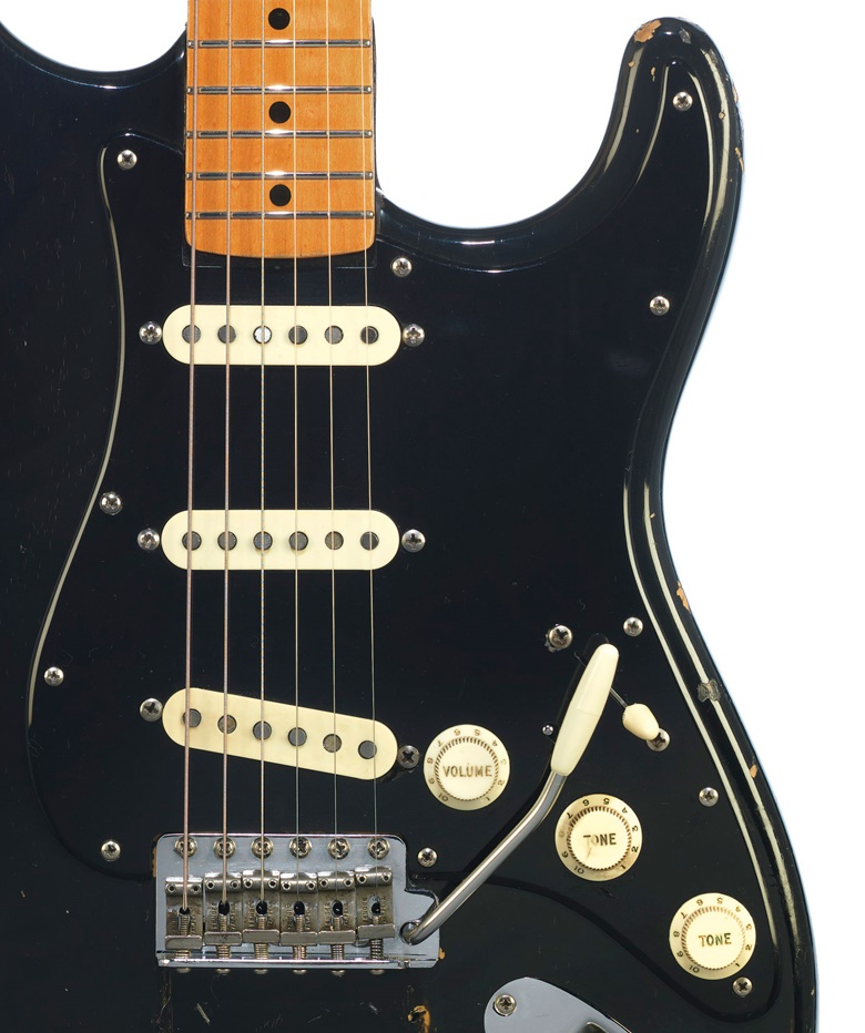 ‘It’s pretty battered and beat up,’ Gilmour told Christie’s. ‘It’s been my experimental work bed for all sorts of stuff throughout the years.’