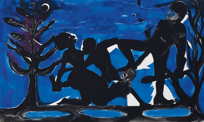Kara Walker (b. 1969), Four Idioms on Negro Art #4 Primitivism, 2015. 72 x 122⅛ in (182.9 x 311 cm). Sold for £395,250 on 25 June 2019 at Christie’s in London © Kara Walker