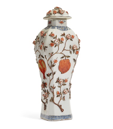 A Chinese iron-red and blue enamel vase and cover, Qianlong period, third quarter 18th century. 13¾ in (34.8 cm) high. Estimate $1,000-1,500. Offered in Interiors on 21-22 August 2019 at Christie’s in New York