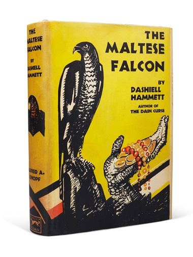 Dashiell Hammett (1894-1961). The Maltese Falcon. New York Knopf, 1930. The first edition of one of the most influential detective novels ever written, in its iconic dust jacket, with a rare inscription from the author. Estimate $60,000-80,000. Offered in Fine Printed Books and Manuscripts Including Americana on 25 October at Christie’s in New York