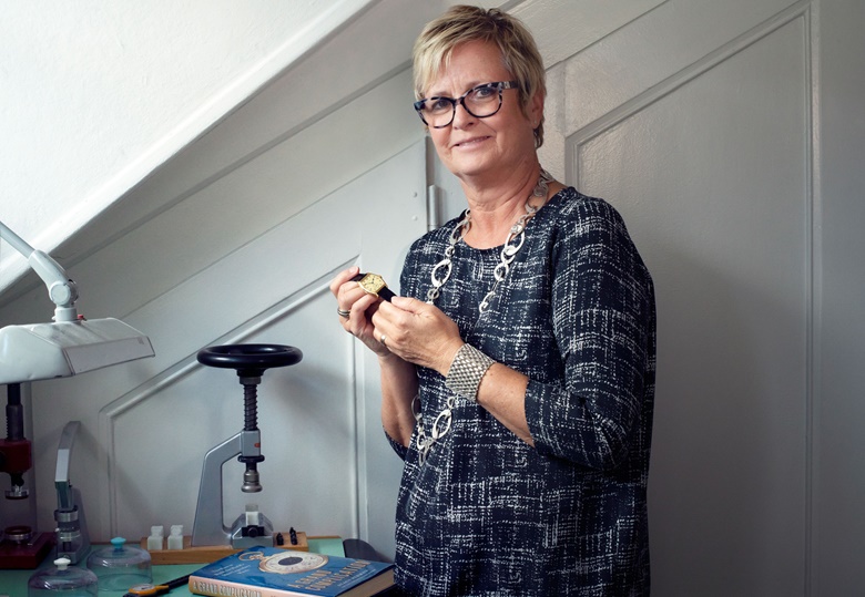 Sabine Kegel, Christie’s Head of Watches in Geneva, with the watch