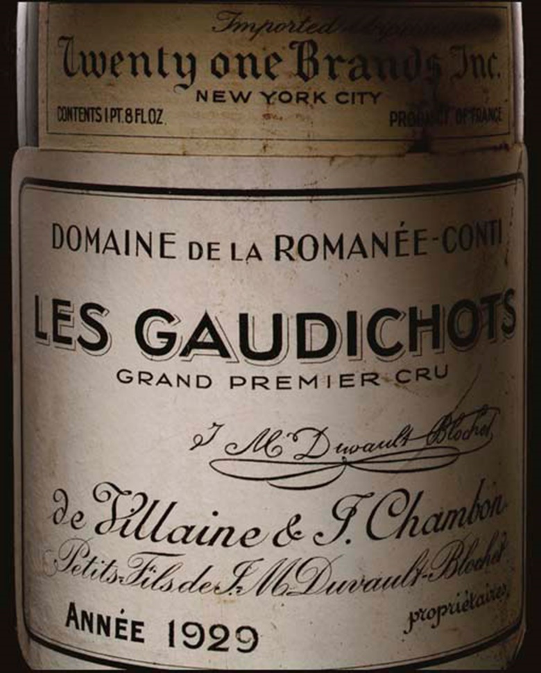 Les Gaudichots-Vintage 1929, 1 dozen bottles per lot. Sold for $88,125 on 4 June 2004 at Christie’s in New York