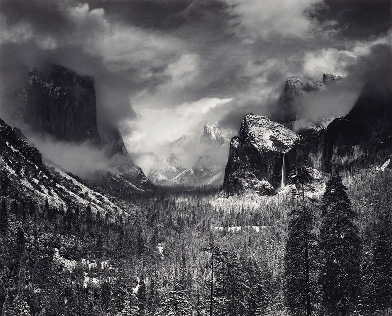 Ansel Adams (1902-1984). Clearing Winter Storm, Yosemite Valley, 1938. Gelatin silver print. Imagesheet 15½ x 19⅛ in. (39.4 x 48.6 cm). Mount 21⅞ x 27⅞ in (55.5 x 70.7 cm). Estimate $30,000-50,000. Offered in Ansel Adams and the American West Photographs from the Center for Creative Photography on 10 December 2019 at Christie’s in New York. Artwork © The Ansel Adams Publishing Rights