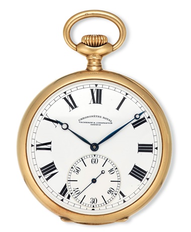 A lot of two 18k gold openface pocket watches. Vacheron Constantin, Chronometre Royal, Genève, movement no. 368520, case no. 228841, manufactured in 1914 and formerly belonging to Charles C. Ritz