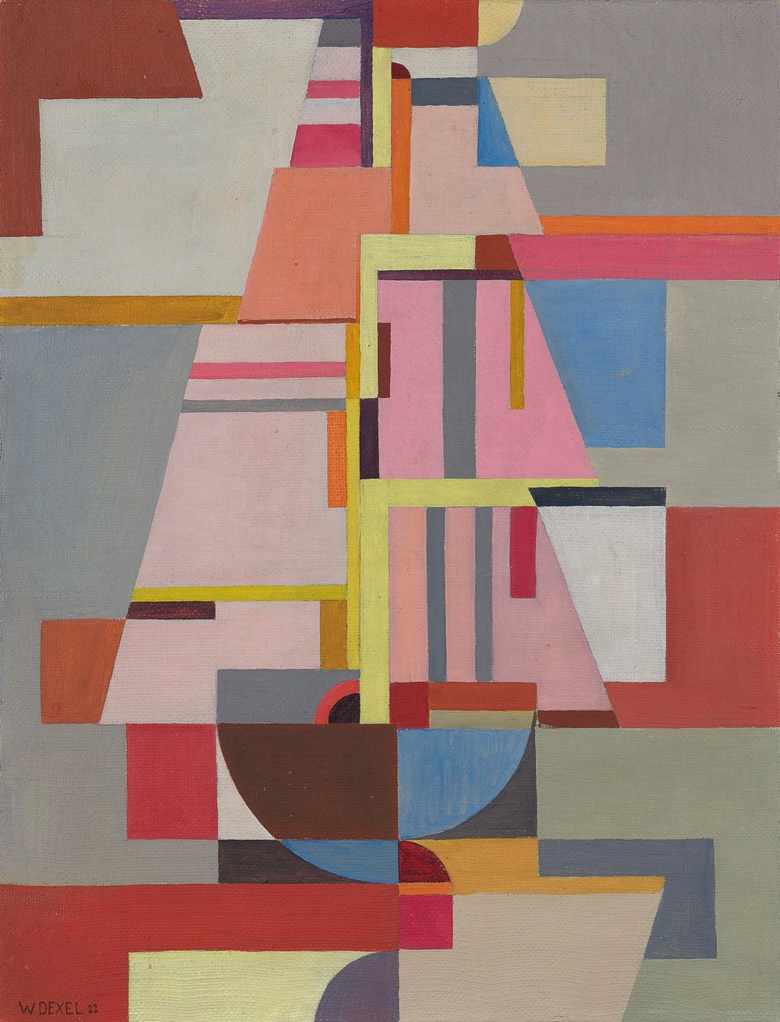 Walter Dexel (1890-1973), Segelschiff I, 1922. Oil on burlap. 28⅜ x 21⅝ (72.1 x 55.1 cm). Sold for £671,250 in the Impressionist and Modern Art Day Sale on 6 February 2020 at Christie’s in London