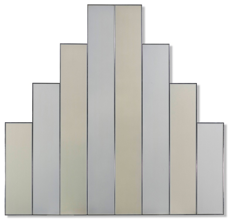 Tadaaki Kuwayama (b. 1932), Untitled, 1971. Metallic acrylic on eight joined canvases with aluminum strip, in two parts. 96 x 100 in (243.8 x 254 cm). Estimate $500,000. Offered in Tadaaki Kuwayama and Rakuko Naito, 8-17 January at Christie’s in New York
