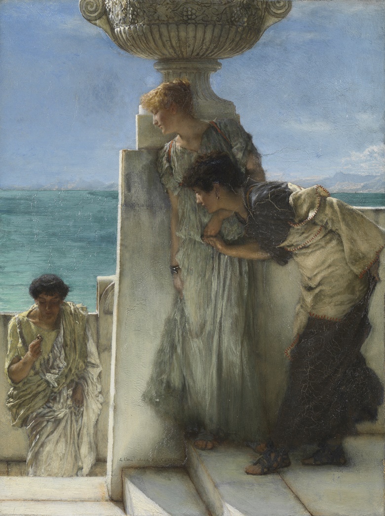 Lawrence Alma Tadema, A Foregone Conclusion, 1885. Oil paint on wood, 42⅓ x 20½ in (62 x 52.5 cm). Photo © Tate